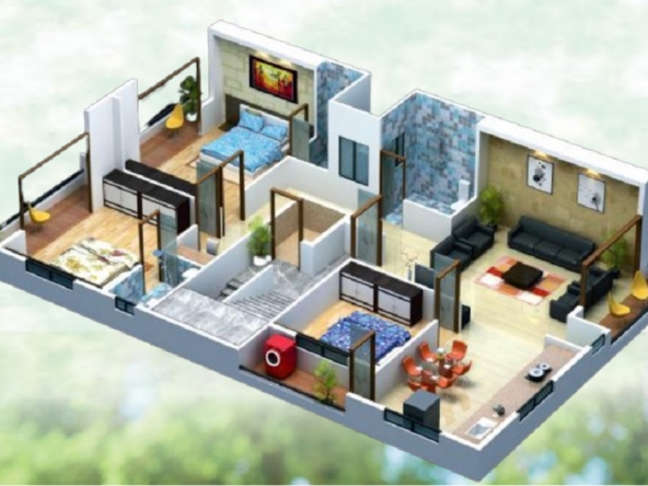 Bliss Harmony Project Floor Plan 3 BHK Flat in Karmayogi Nagar Nashik